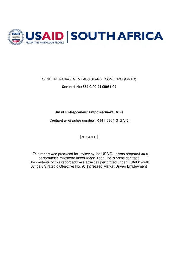 Small entrepreneur empowerment drive [: final report]