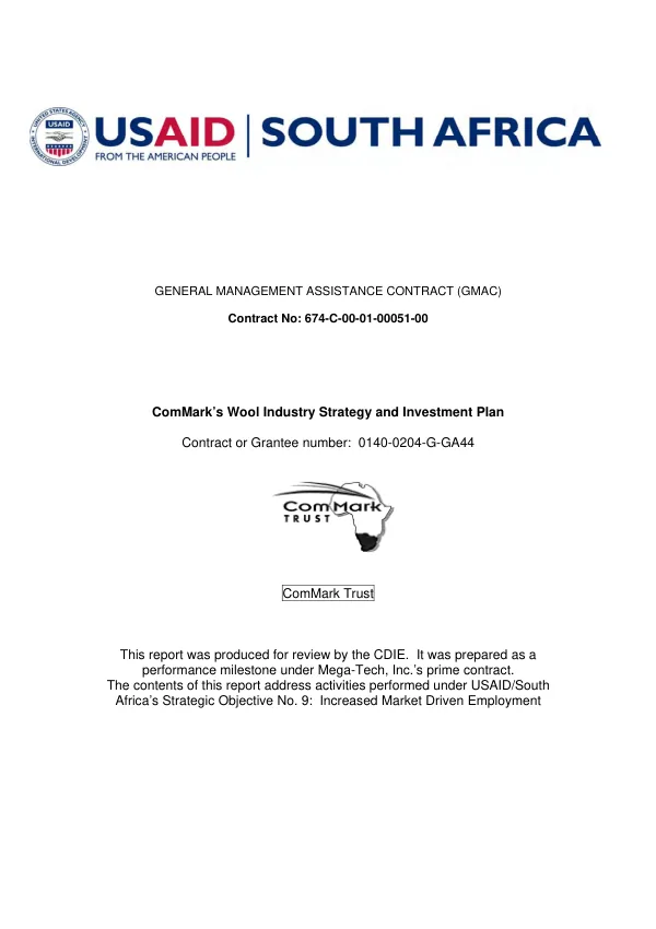 ComMark"s wool industry strategy and investment plan [: final report]