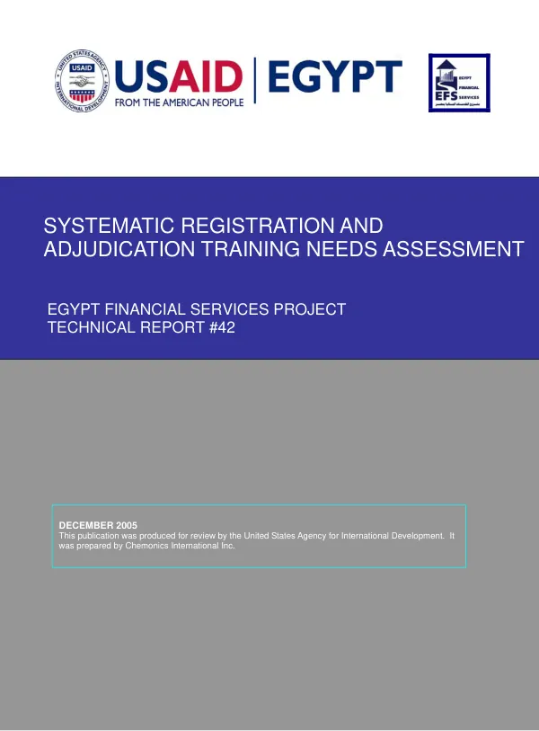 Systematic registration and adjudication training needs assessment