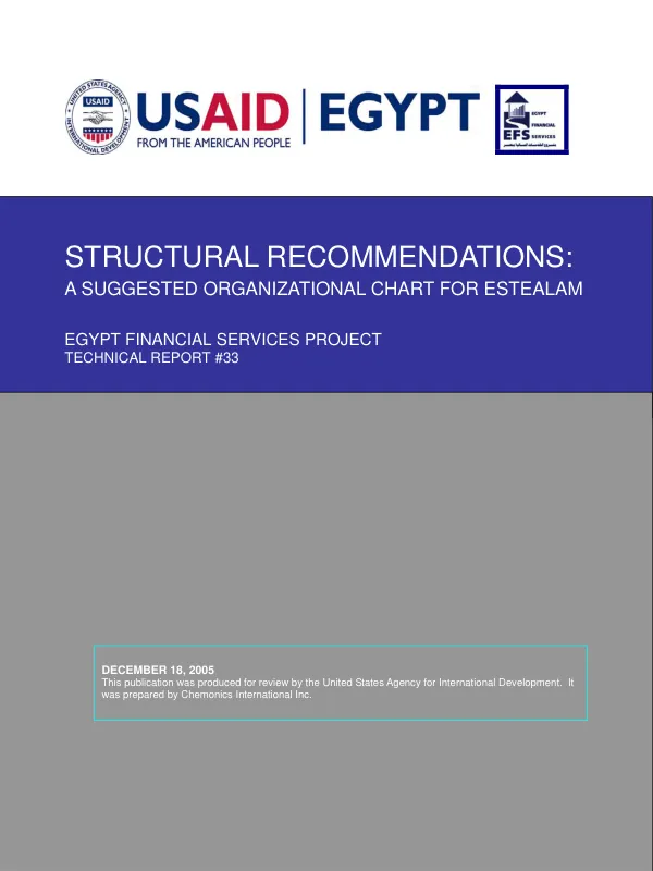 Structural recommendations : a suggested organizational chart for ESTEALAM