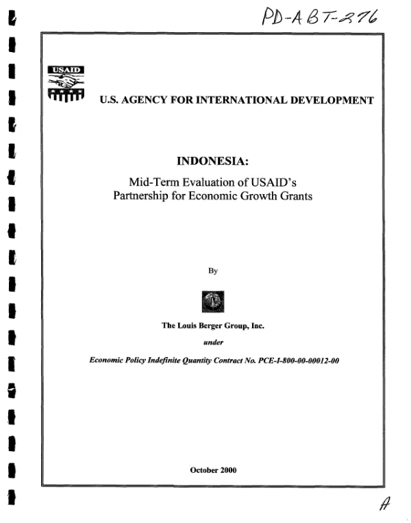 Indonesia : mid-term evaluation of USAID's partnership for economic growth grants