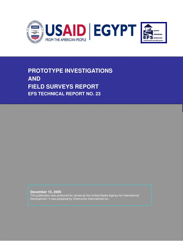 Prototype investigations and field surveys report