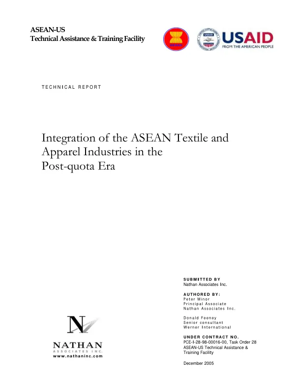Integration of the ASEAN textile and apparel industries in the post-quota era