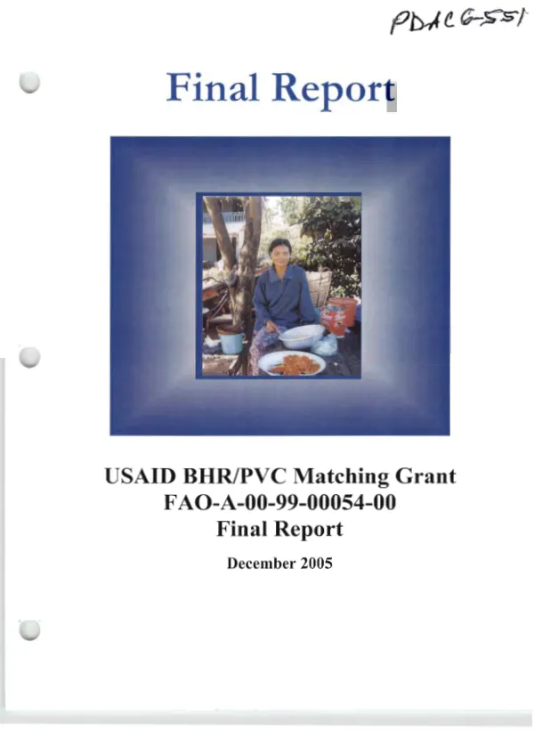 Final report : USAID BHR/PVC matching grant FAO-A-00-99-00054-00 -- final report