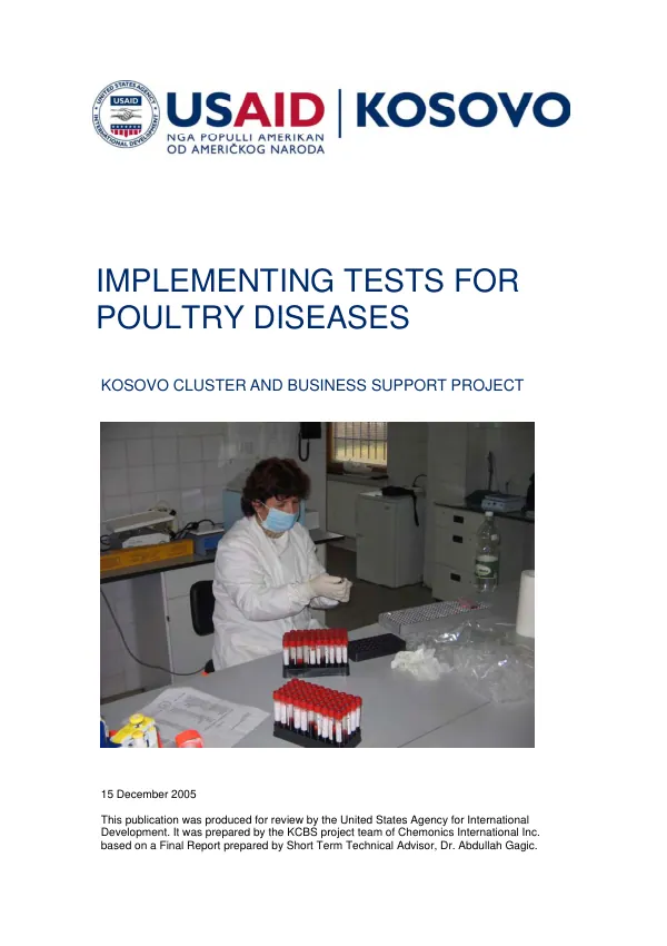 Implementing tests for poultry diseases