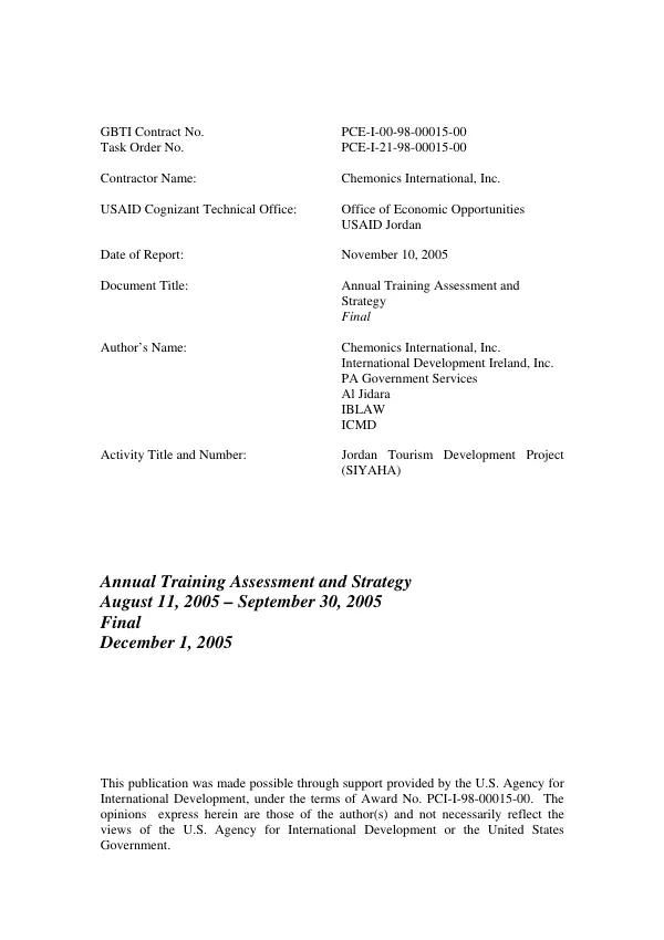 Annual training assessment and strategy : final