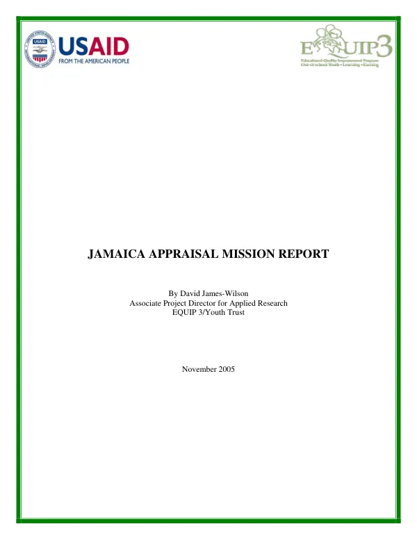 Jamaica appraisal mission report