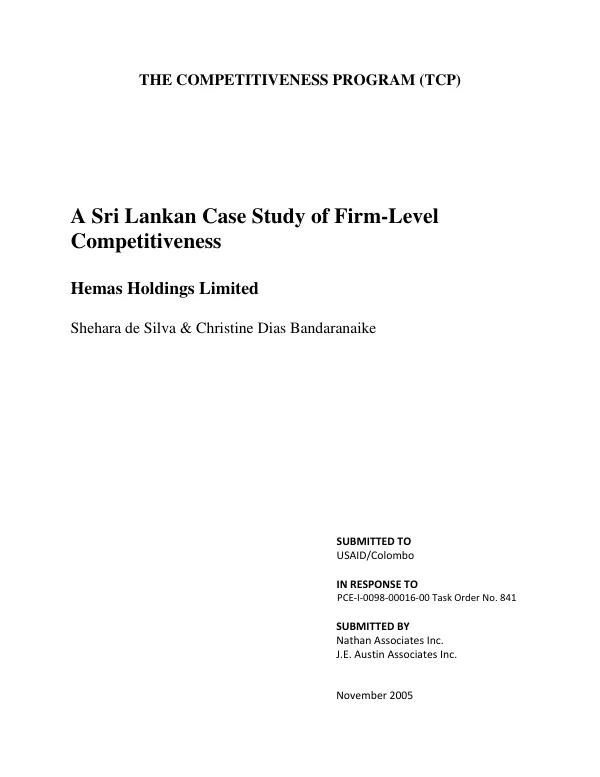 A Sri Lankan case study of firm-level competitiveness : Hemas Holdings Limited