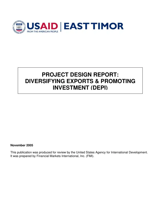 Project design report : diversifying exports & promoting investment (DEPI)