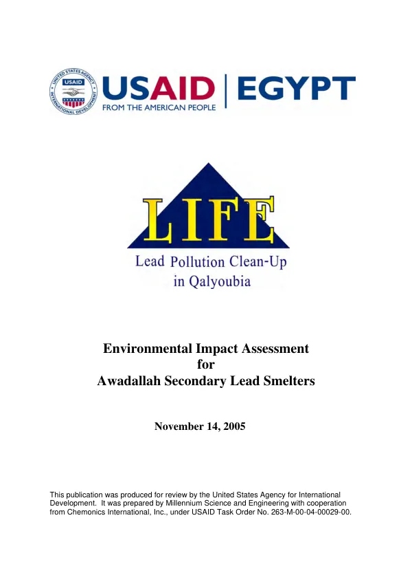 Environmental impact assessment for Awadallah secondary lead smelters