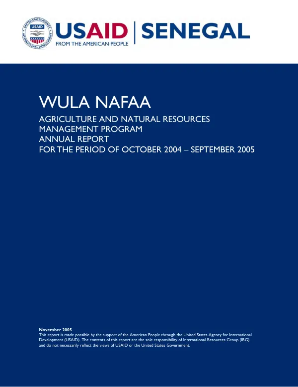 Wula Nafaa, agriculture and natural resources management program : annual report for the period October 2004-September 2005