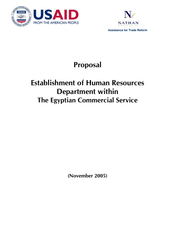 Proposal : establishment of Human Resources Department within the Egyptian Commercial Service