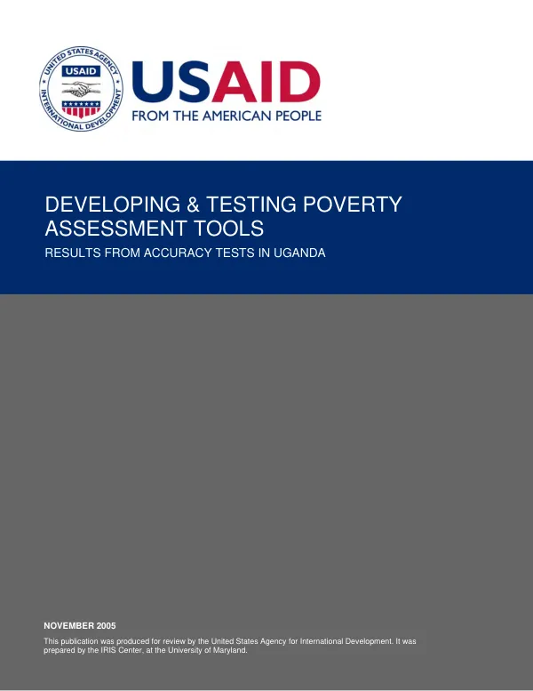 Developing & testing poverty assessment tools : results from accuracy tests in Uganda