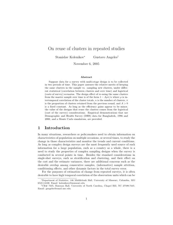 On reuse of clusters in repeated studies