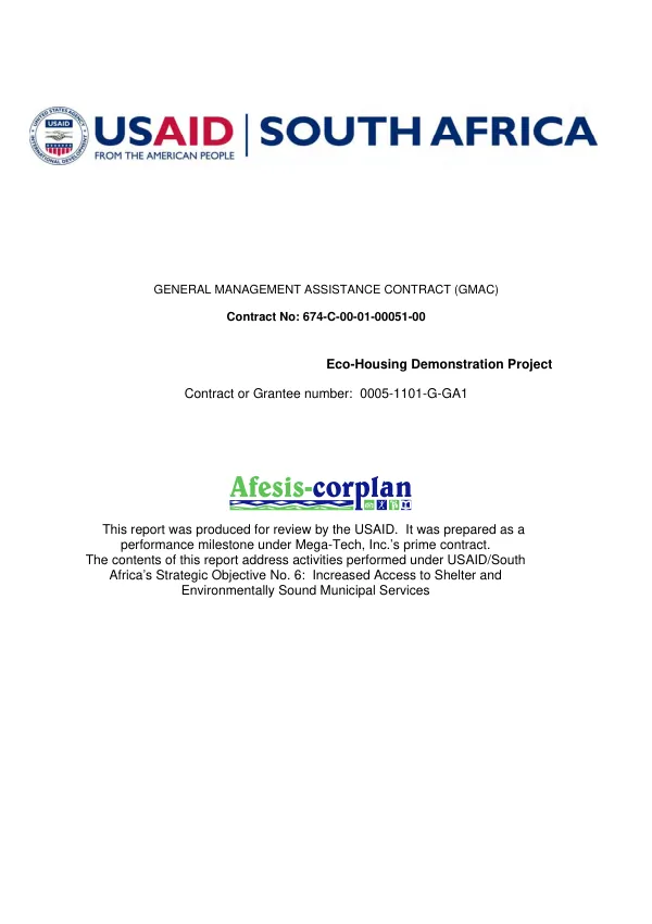 Eco-housing demonstration project [: annual report, October 1, 2004 to September 30, 2005]