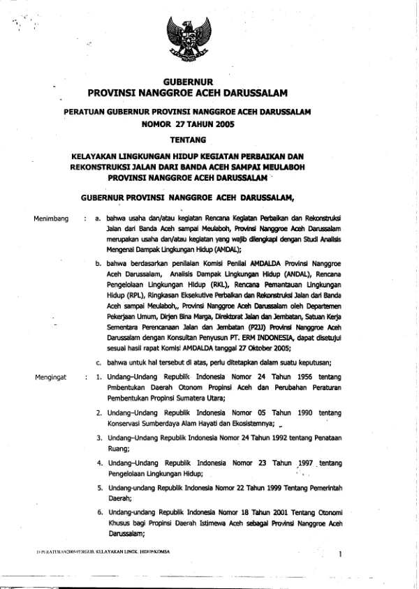 Analisa dampak lingkungan (ANDAL) [: final report]