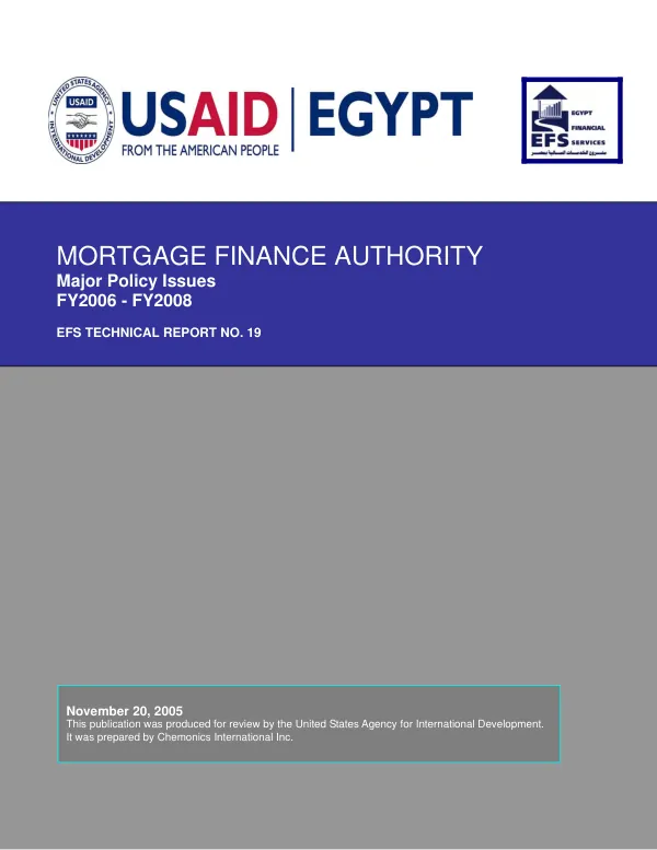 Mortgage Finance Authority : major policy issues FY2006-FY2008