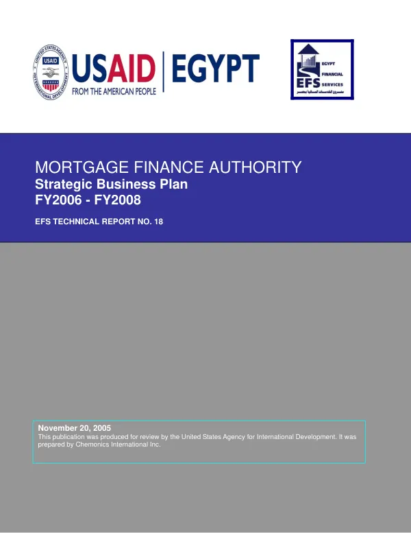 Mortgage Finance Authority : strategic business plan FY2006-FY2008