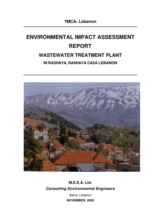 Environmental impact assessment report : YMCA-Lebanon -- wastewater treatment plant in Rashaya, Rashaya Caza, Lebanon