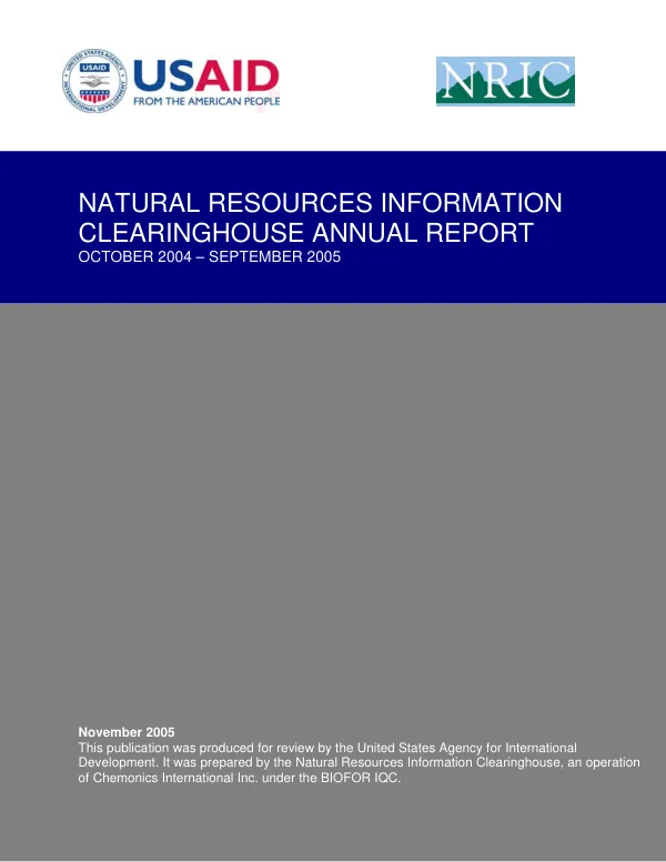 Natural Resources Information Clearinghouse annual report, October 2004-September 2005