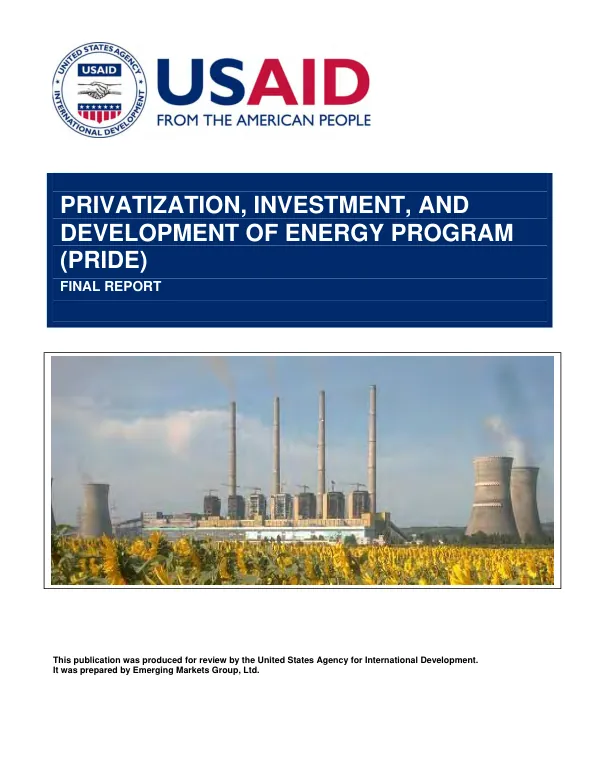 Privatization, investment, and development of energy program (PRIDE) : final report