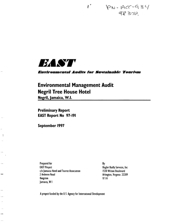Environmental management audit : Negril Tree House Hotel, Negril, Jamaica, W.I. -- preliminary report