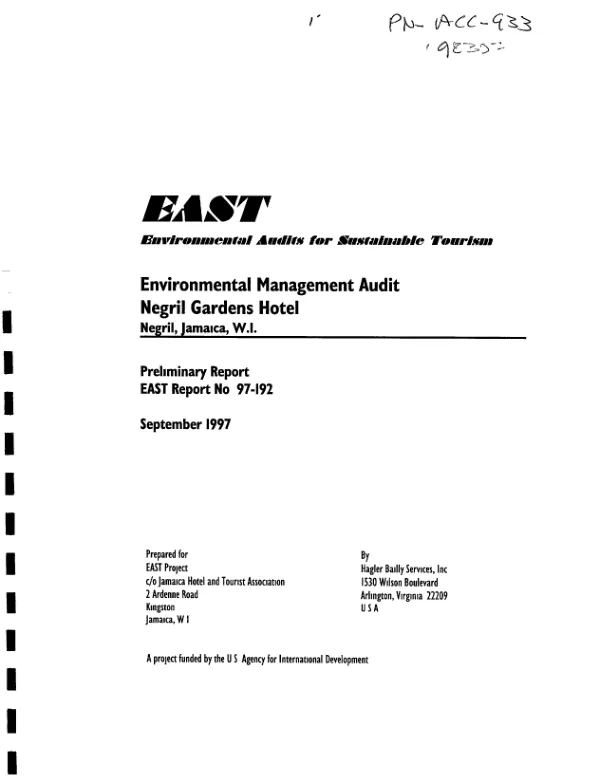 Environmental management audit : Negril Gardens Hotel, Negril, Jamaica, W.I. -- preliminary report