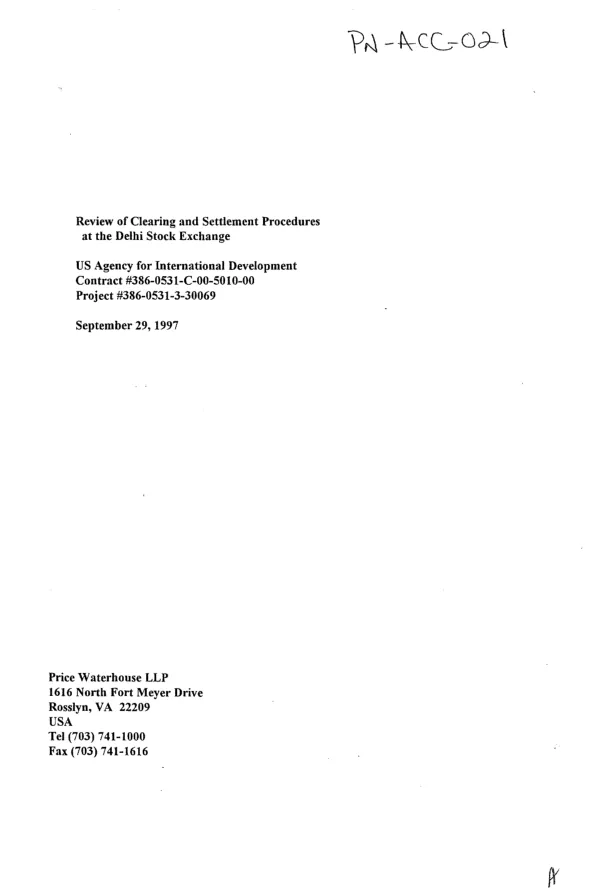 Review of clearing and settlement procedures at the Delhi Stock Exchange