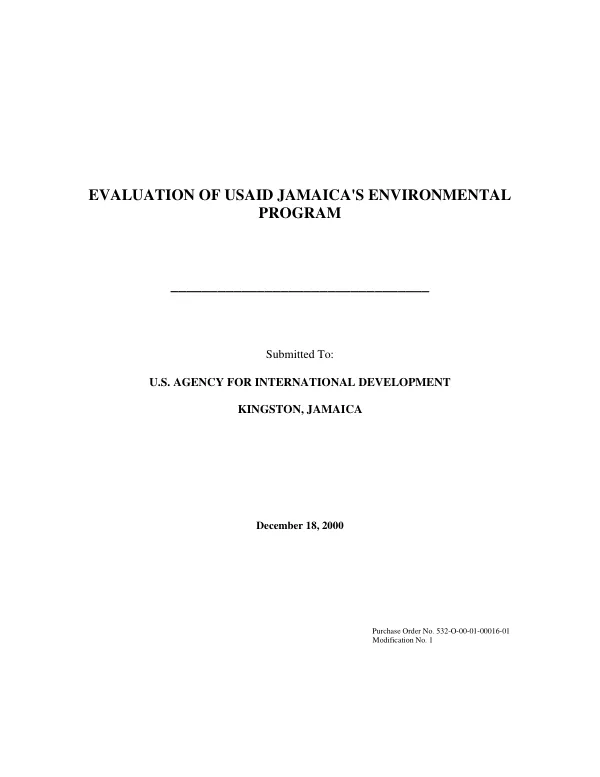 Evaluation of USAID Jamaica's environmental program