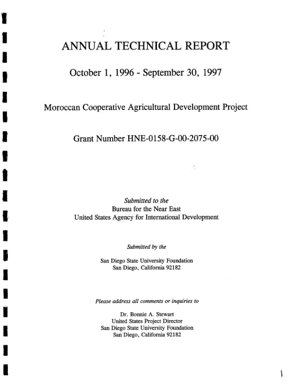 Annual technical report, October 1, 1996-September 30,1997 : Moroccan cooperative development project -- grant number HNE-0158-G-00-2075-00