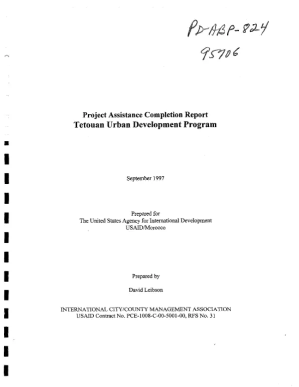 Project assistance completion report : Tetouan urban development program