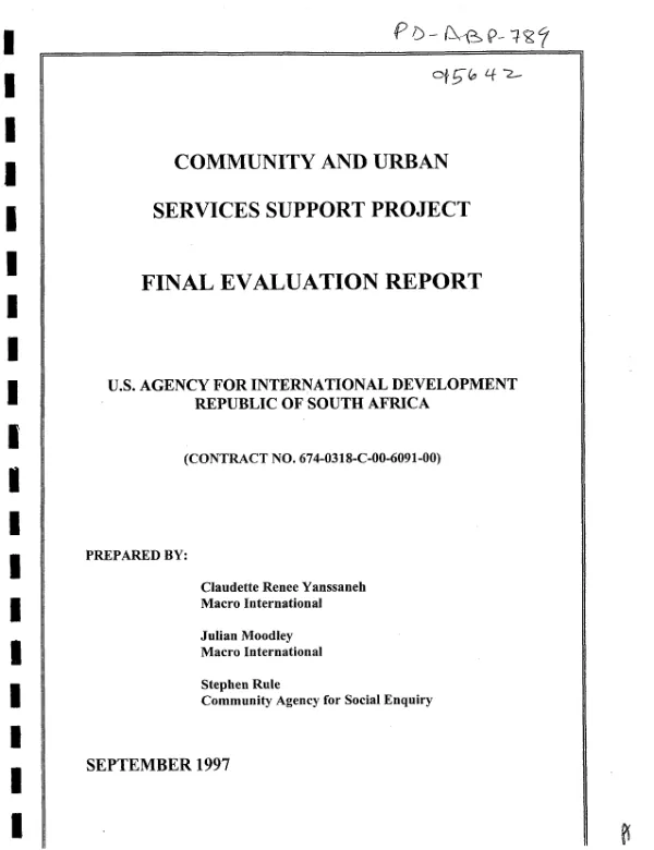 Community and urban services support project : final evaluation report
