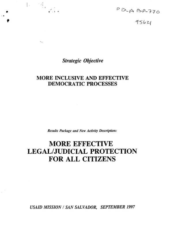Strategic objective : more inclusive and effective democratic processes -- results package and new activity description : more effective legal/judicial protection for all citizens