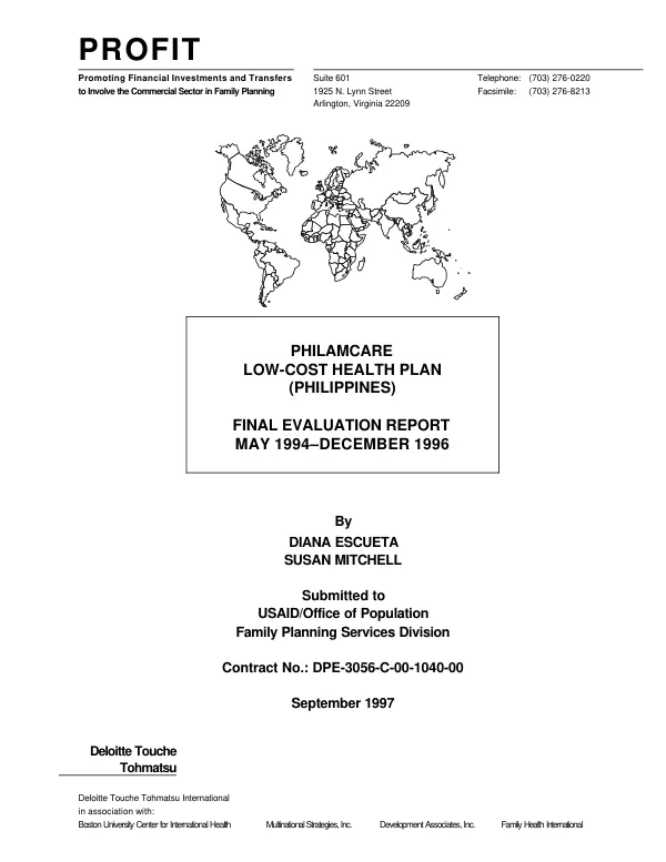 PhilamCare low-cost health plan (Philippines) : final evaluation report, May 1994-December 1996