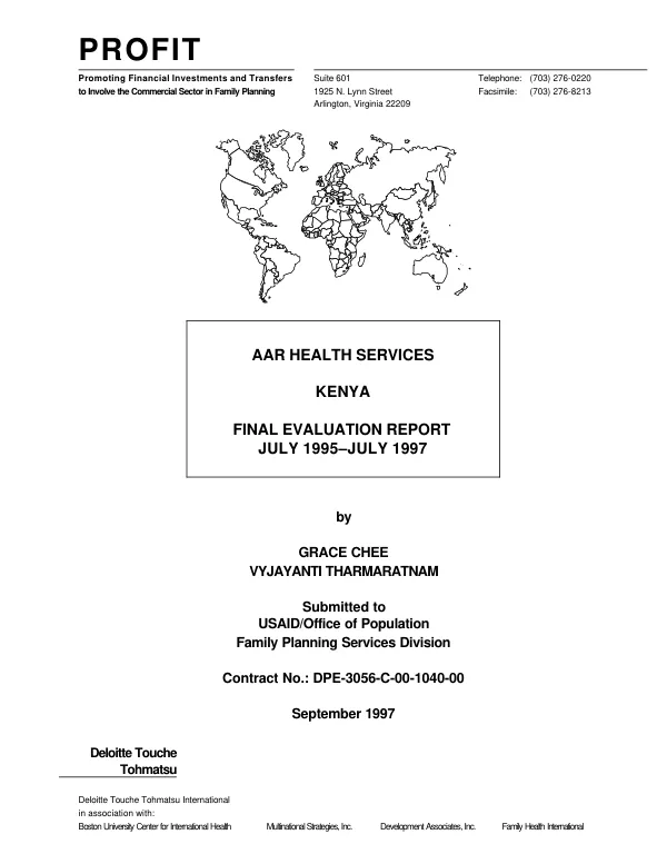 AAR Health Services [formerly African Air Rescue] : Kenya -- final evaluation report, July 1995-July 1997