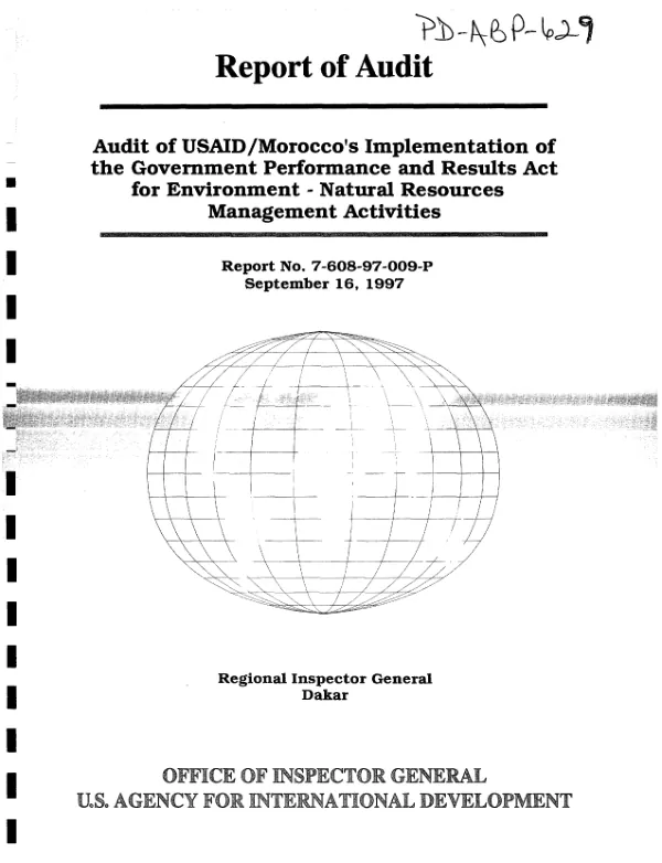 Audit of USAID/Morocco"s implementation of the Government Performance and Results Act for environment-natural resources management activities