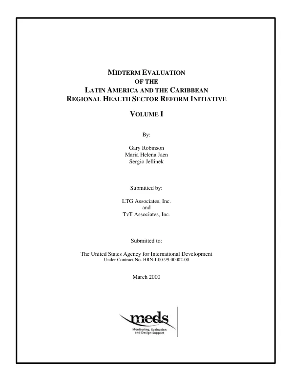 Midterm evaluation of the Latin America and the Caribbean regional health sector reform initiative : volume I