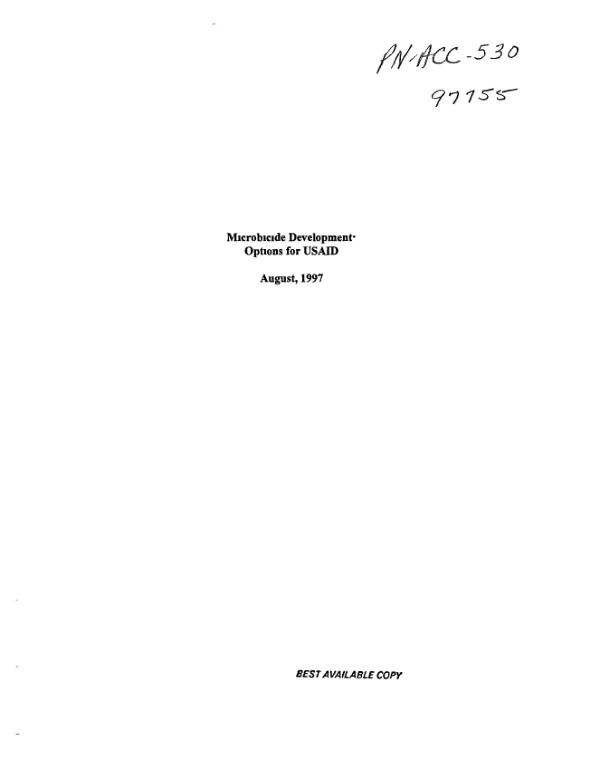 Microbicides development : options for USAID"s microbicide development strategy