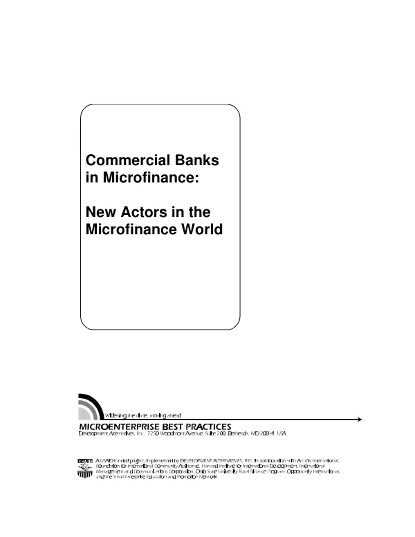 Commercial banks in microfinance : new actors in the microfinance world