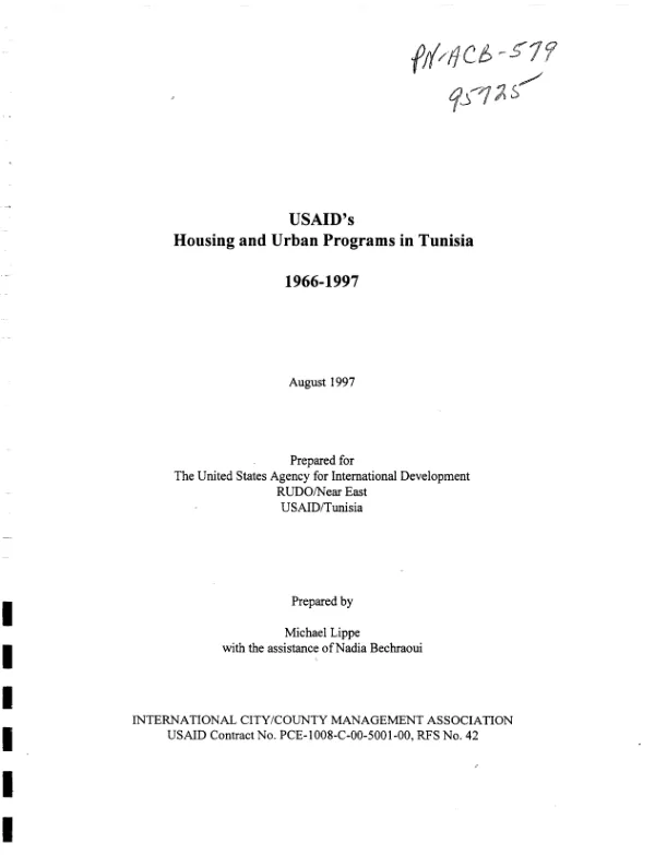 USAID"s housing and urban programs in Tunisia, 1966-1997