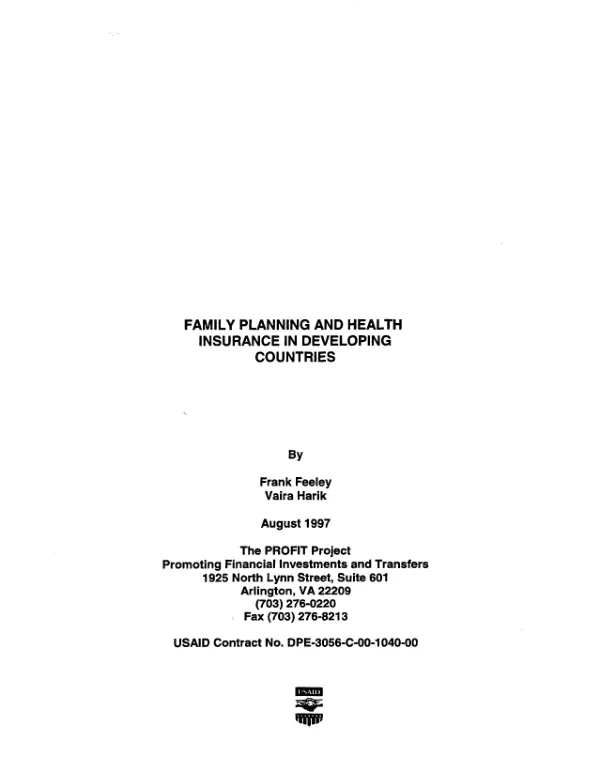 Family planning and health insurance in developing countries