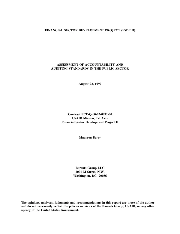Assessment of accountability and auditing standards in the public sector