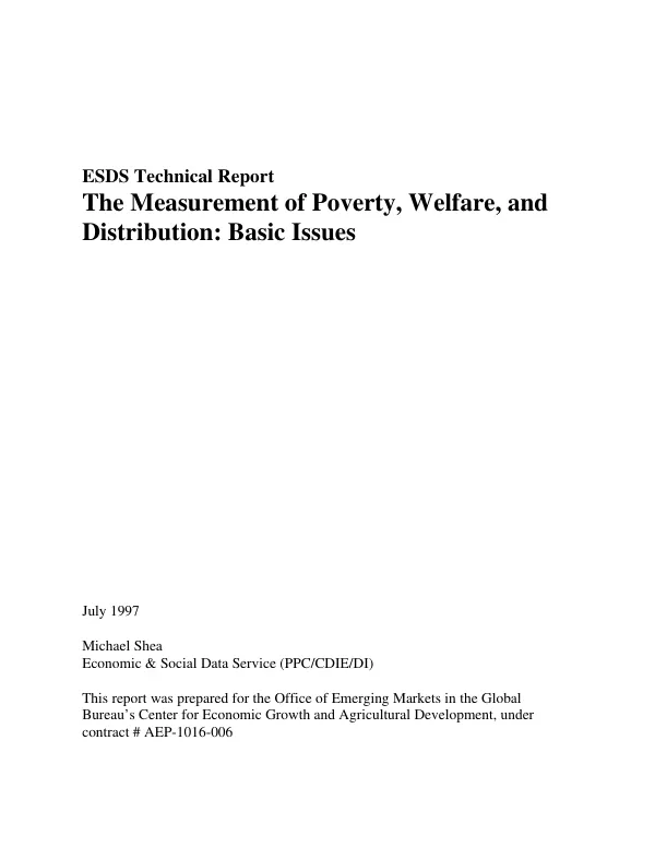 Measurement of poverty, welfare, and distribution : basic issues
