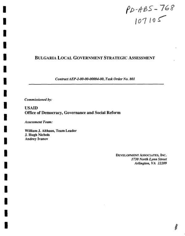 Bulgaria local government strategic assessment