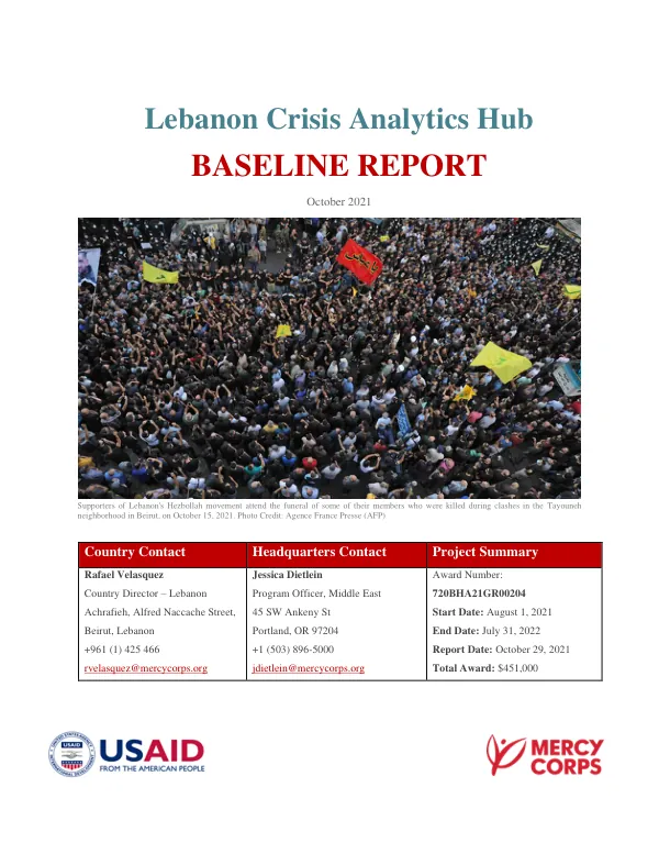Lebanon crisis analytics hub : baseline report