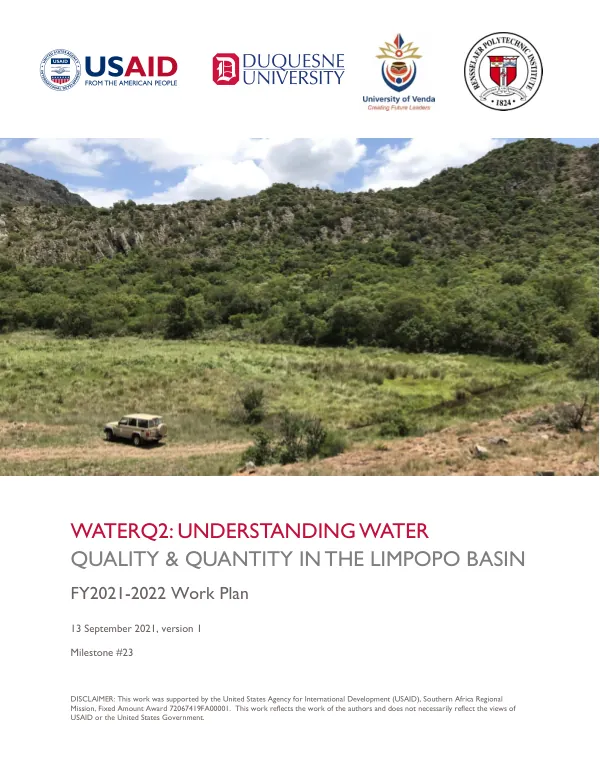 WaterQ2 : understanding water quality and quantity in the Limpopo Basin FY2021-22 work plan