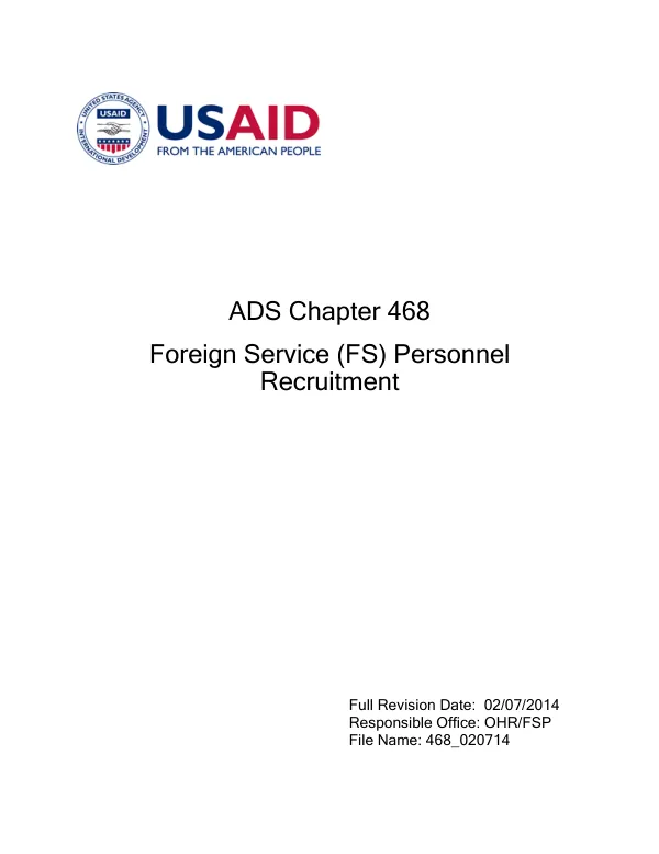 ADS chapter 468 : foreign service (FS) personnel recruitment