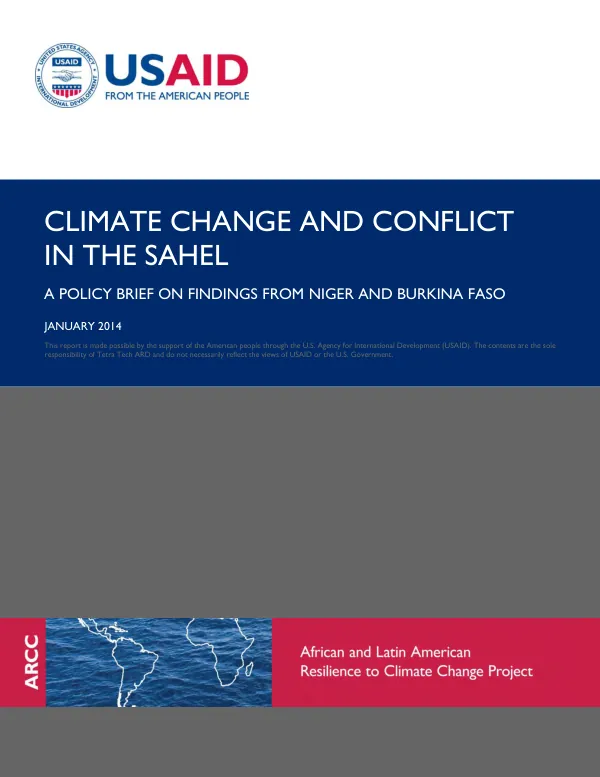 Climate change and conflict in the Sahel : a policy brief on findings from Niger and Burkina Faso
