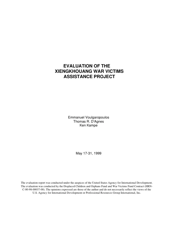 Evaluation of the Xiengkhouang war victims assistance project