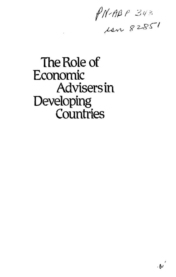 Role of economic advisors in developing countries